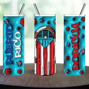 Stainless Steel 3D PUERTO RICO 20oz skinny Tumbler